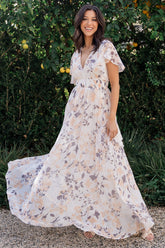 Lynlee Metallic Maxi Dress | Off White Print - Baltic Born